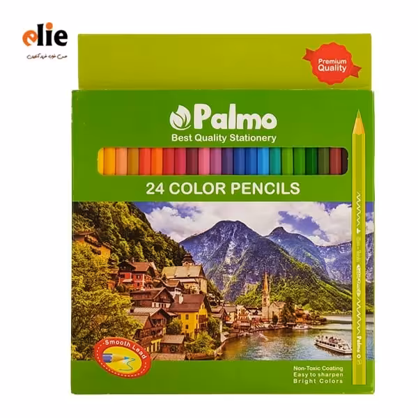 مداد رنگی 24 رنگ پالمو جعبه مقوایی طرح P01