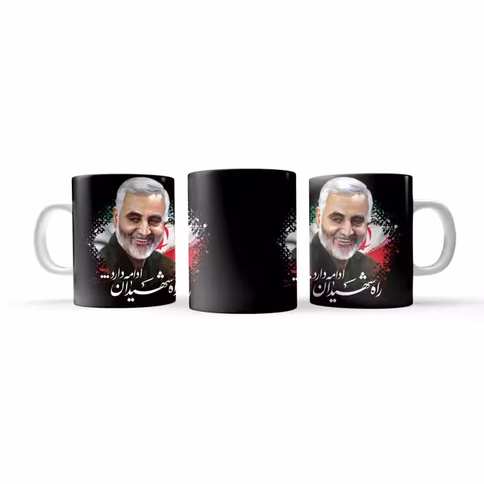 ماگ طرح سردار سلیمانی  کد 12 از جنس سرامیک با کیفیت درجه یک و رنگ سفید