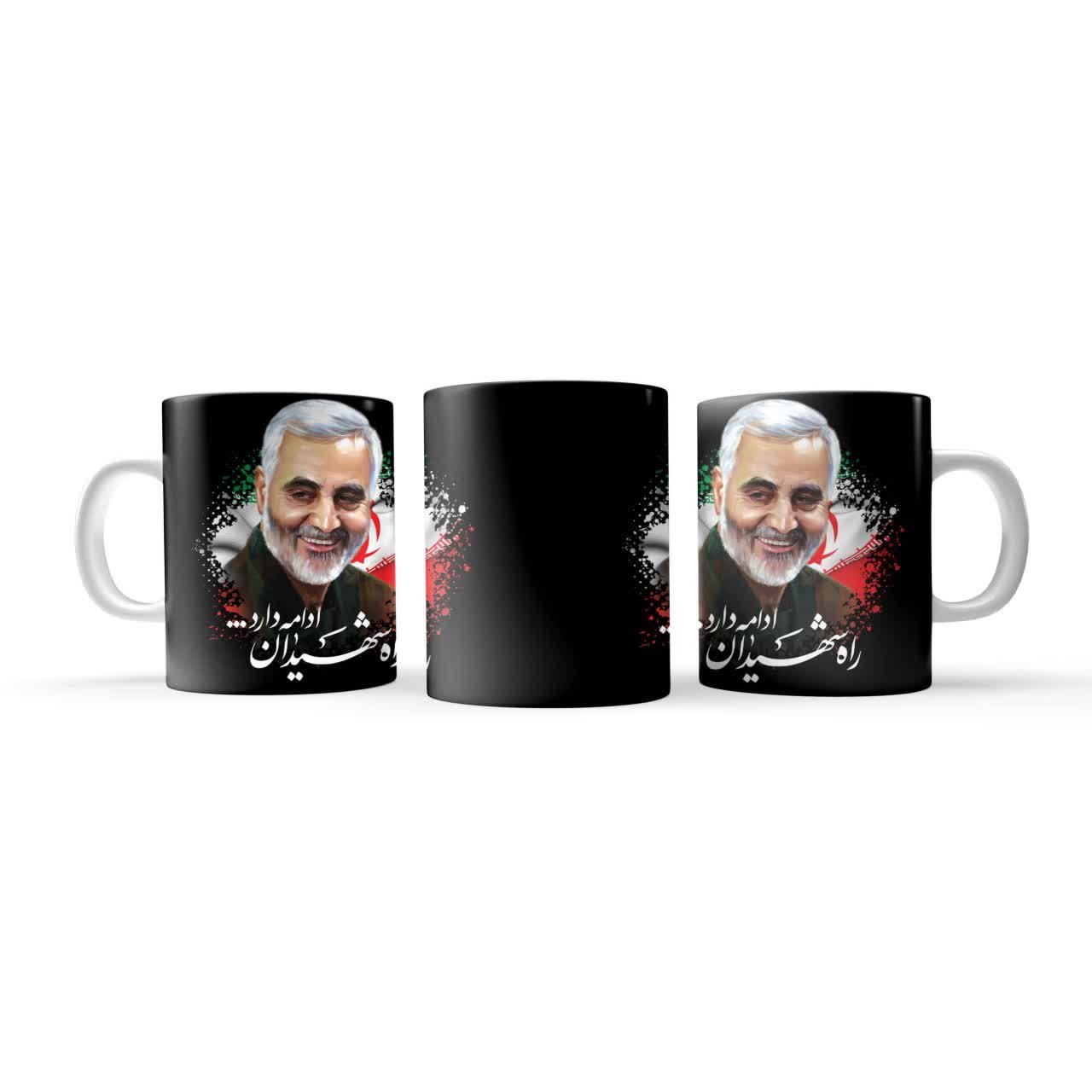 ماگ طرح سردار سلیمانی  کد 12 از جنس سرامیک با کیفیت درجه یک و رنگ سفید