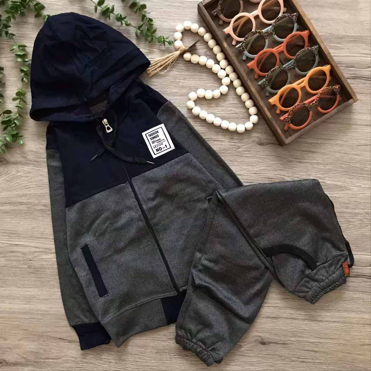 لباس ست بلند سویشرت شلوار زیپی تیکه خور 