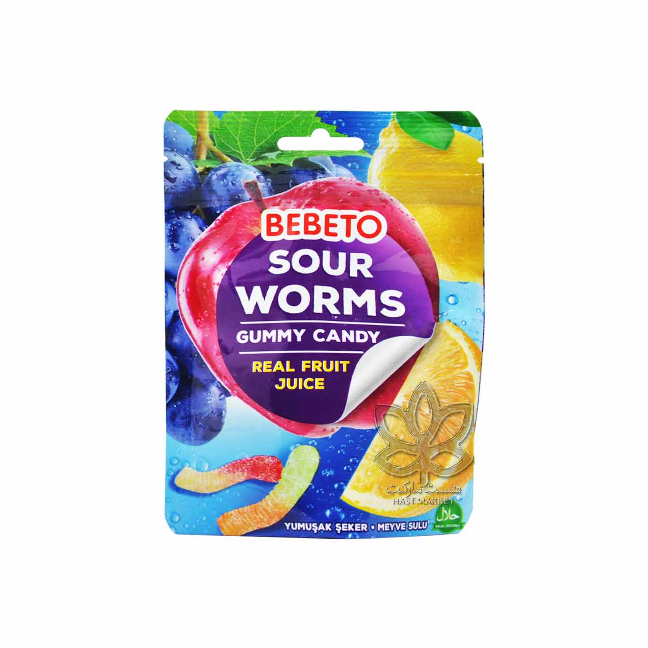 پاستیل شکری ترش کرمی با آبمیوه طبیعی 60 گرم ببتو - bebeto
