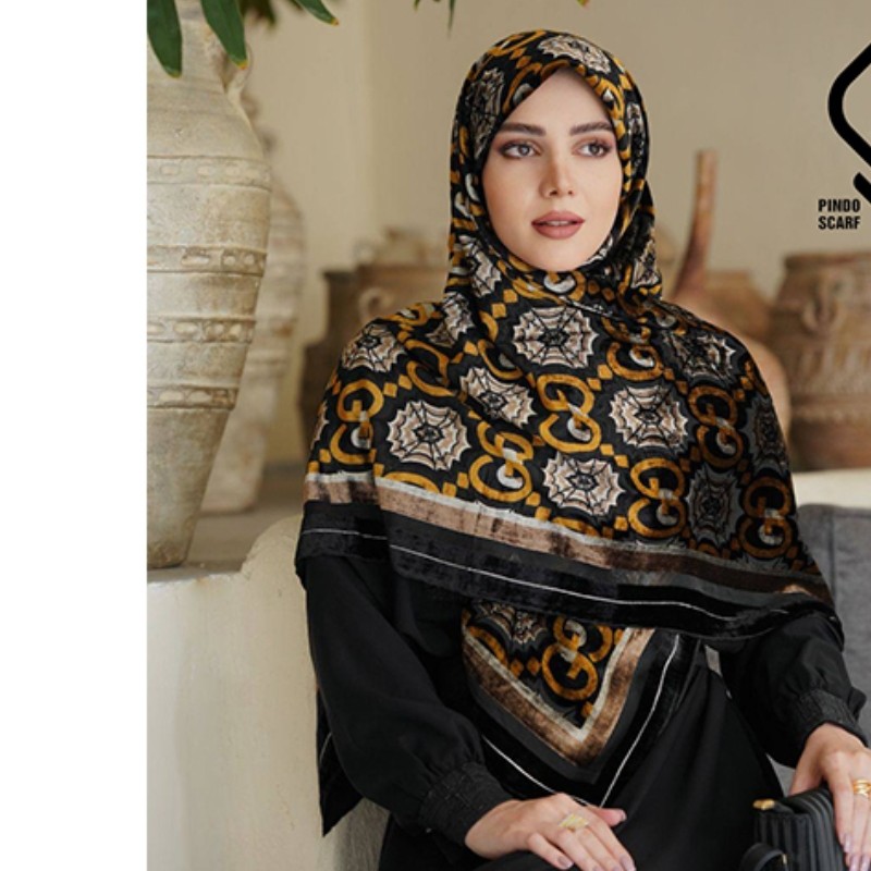 روسری حریر مخمل دار اورجینال خارجی
