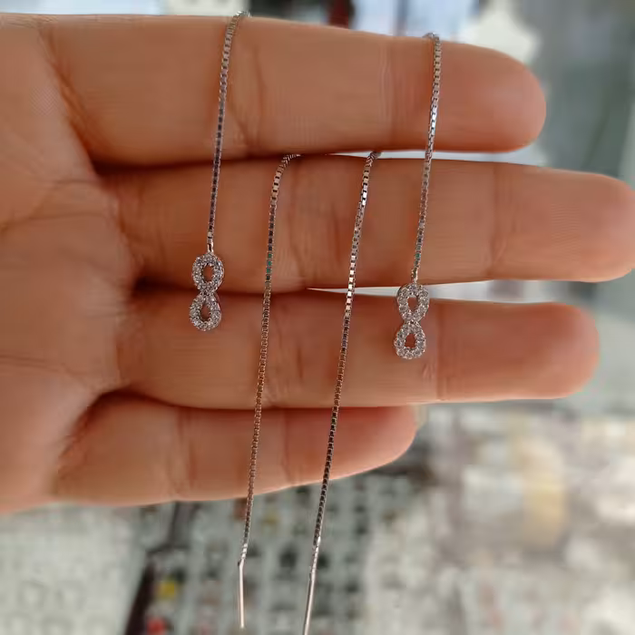 گوشواره بخیه ای نقره  بینهایت بسیار زیباو شیک