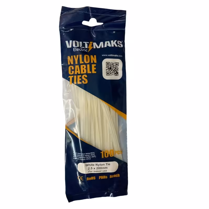 بست کمربندی ولتی مکس مدل 20CM سفید 100 عددی