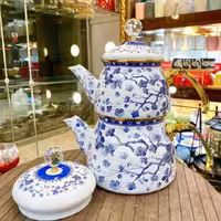 کتری قوری لعابی درب الماسی ترکبسیار ضخیم ومقاومرنگ دسته ها ثابتکتری دارای درب جداهزینه ارسال رایگان