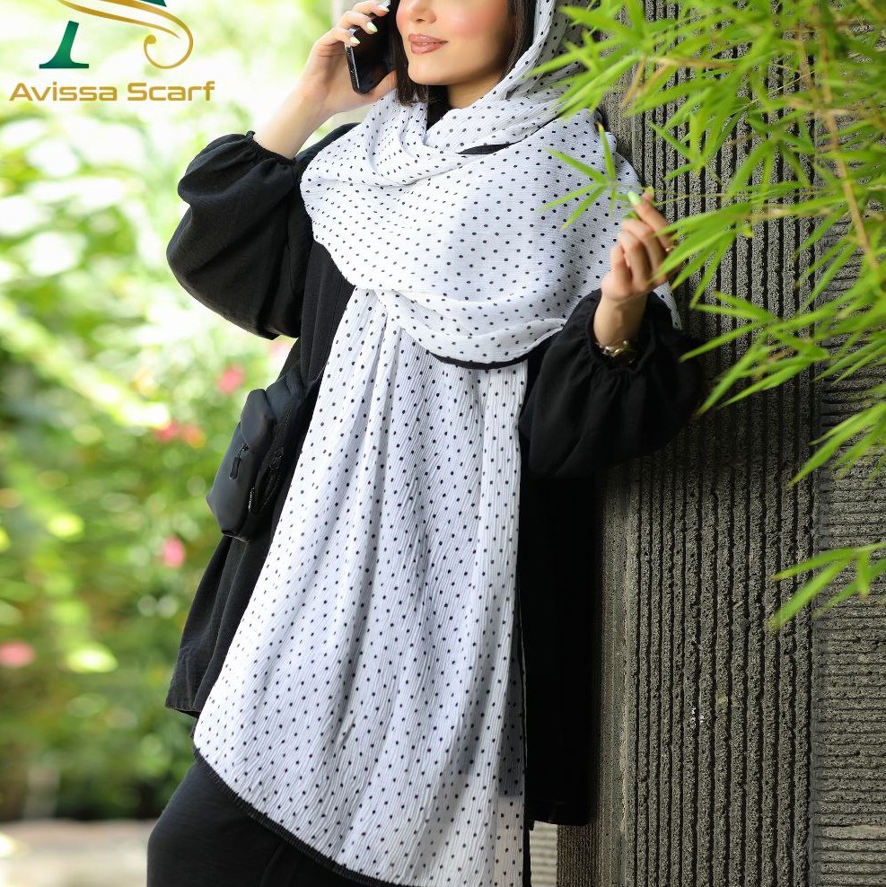 شال پلیسه خالخالی کد 73198