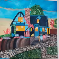 نقاشی رنگ روغن خانه زیبا