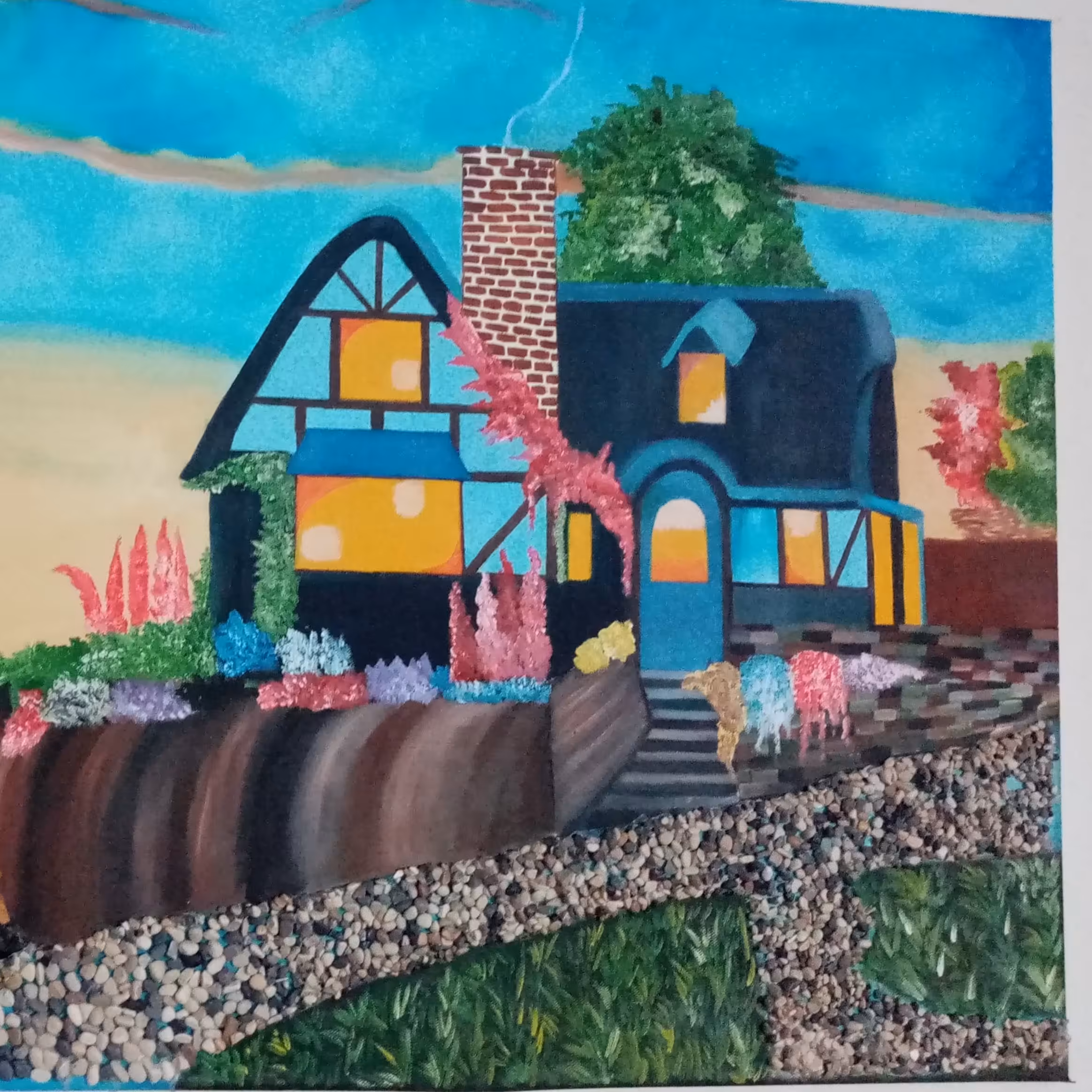 نقاشی رنگ روغن خانه زیبا