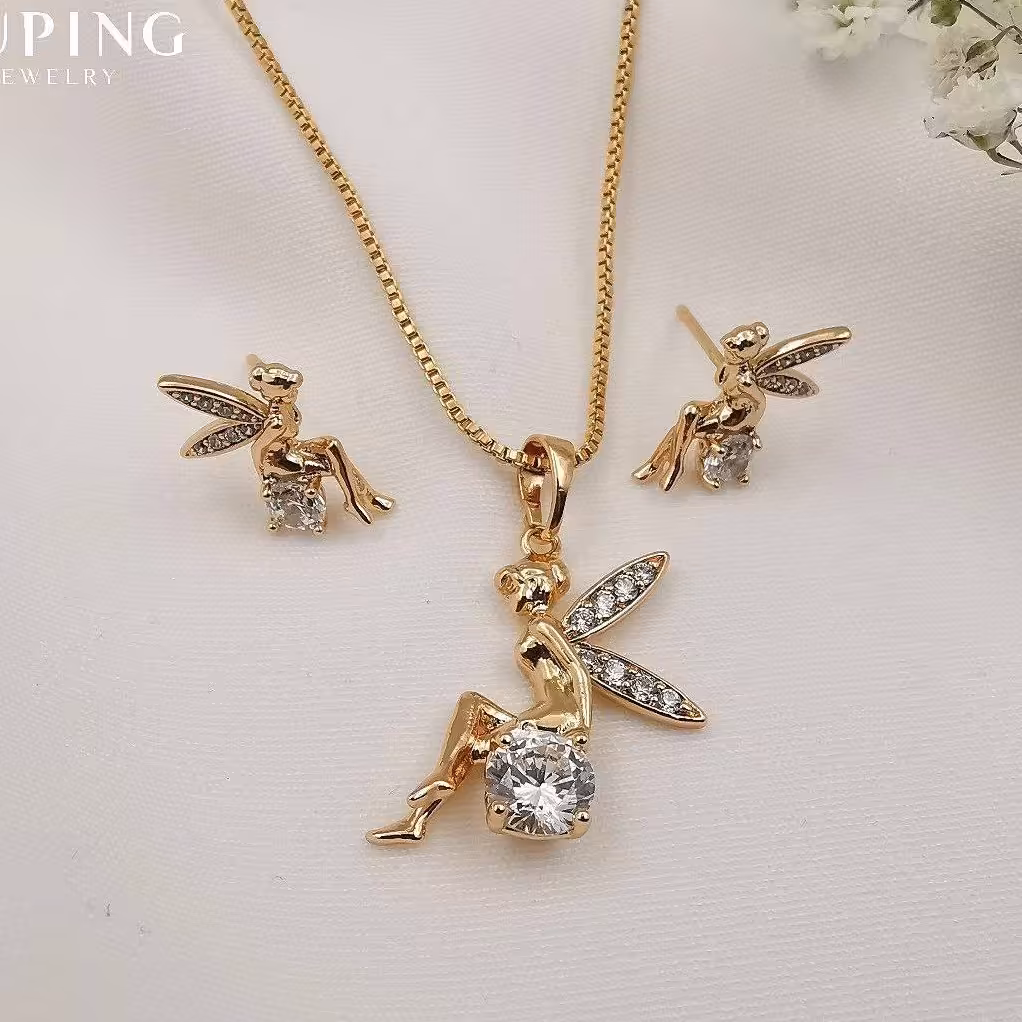 نیم ست ژوپینگ طرح پری (اصل) رنگ ثابت ضد حساسیت - همراه با جعبه هدیه روز دختر