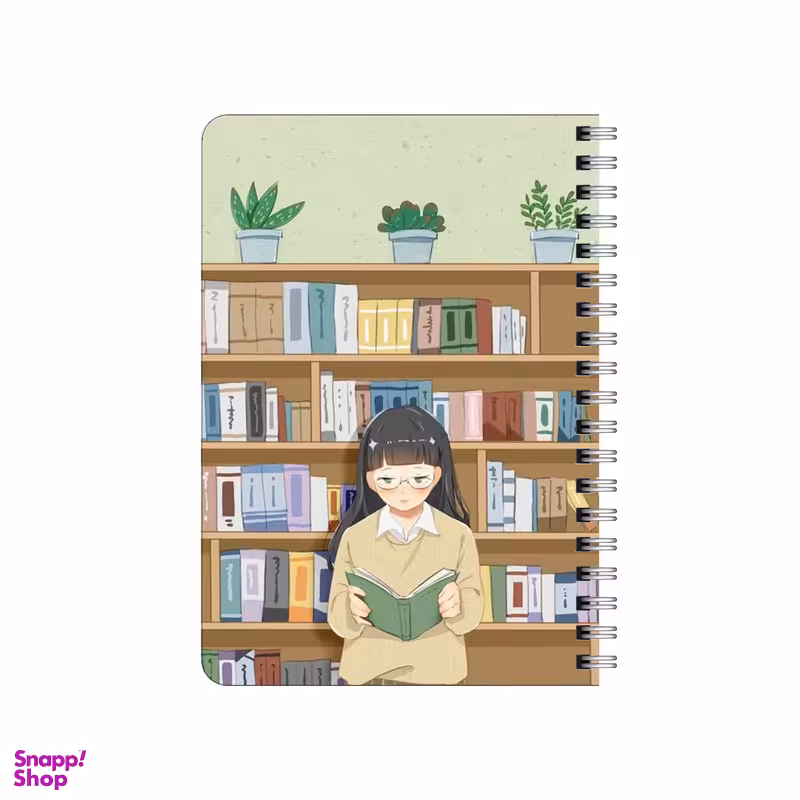 دفترچه یادداشت بامبیلیپ مدل چوبی طرح دختردر کتابخانه کد 2754784