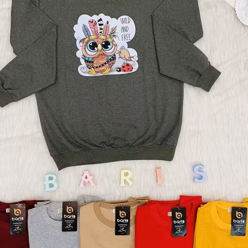 بلوز دورس دو نخ پنبه گلکسی طرح جغد وحشی محصول ترکیه فری سایز قواره دار