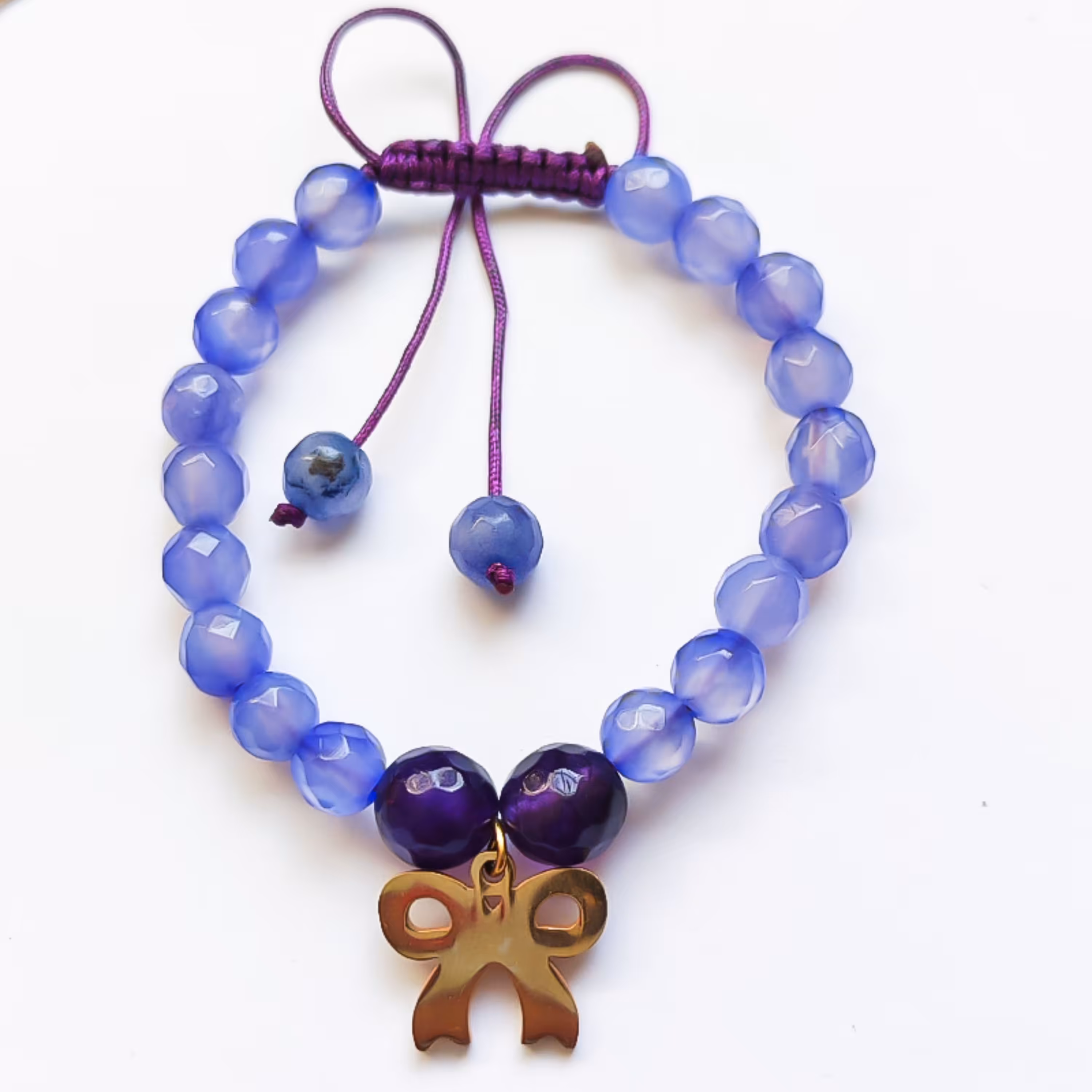 دستبند پایپون پلاک استیل رنگ ثابت و عقیق بنفش 