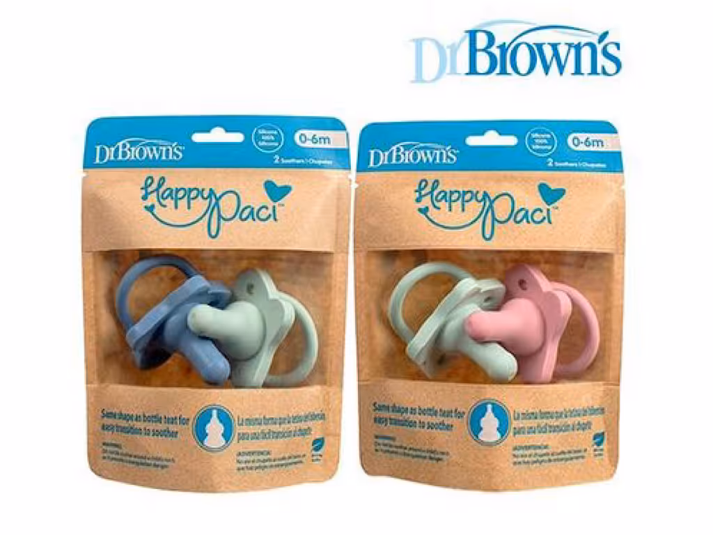 پستانک تمام سیلیکونی نوزادی 6-0 ماه دوعددی happy paci دکتر براون Dr Browns