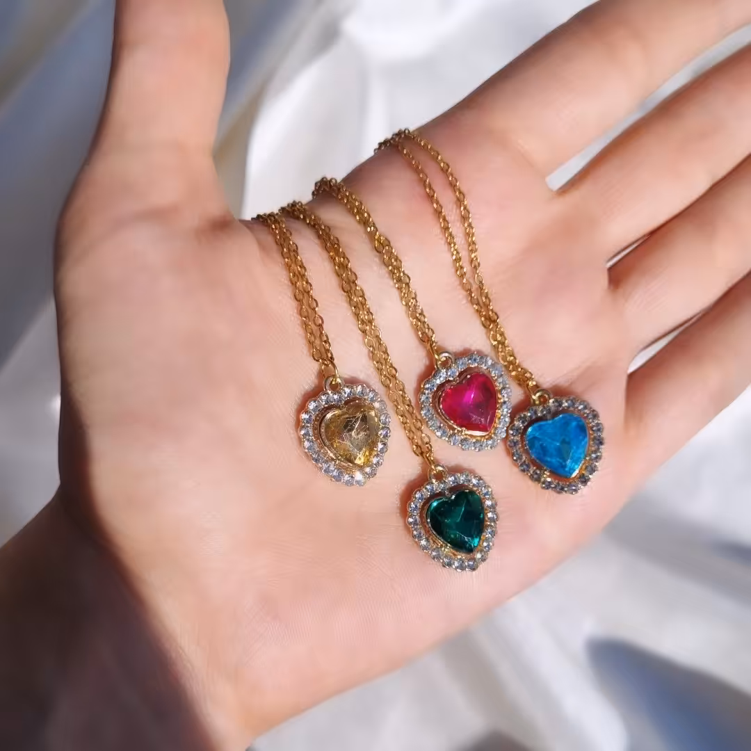 ست دوستی قلب در چهار رنگ طلایی، سبز و صورتی، آبی مناسب برای هدیه تولد، مجالس 