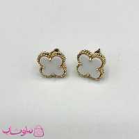 گوشواره میخی دخترانه سفید طرح ونکلیف آبکاری طلا کیفیت مستر کد 240