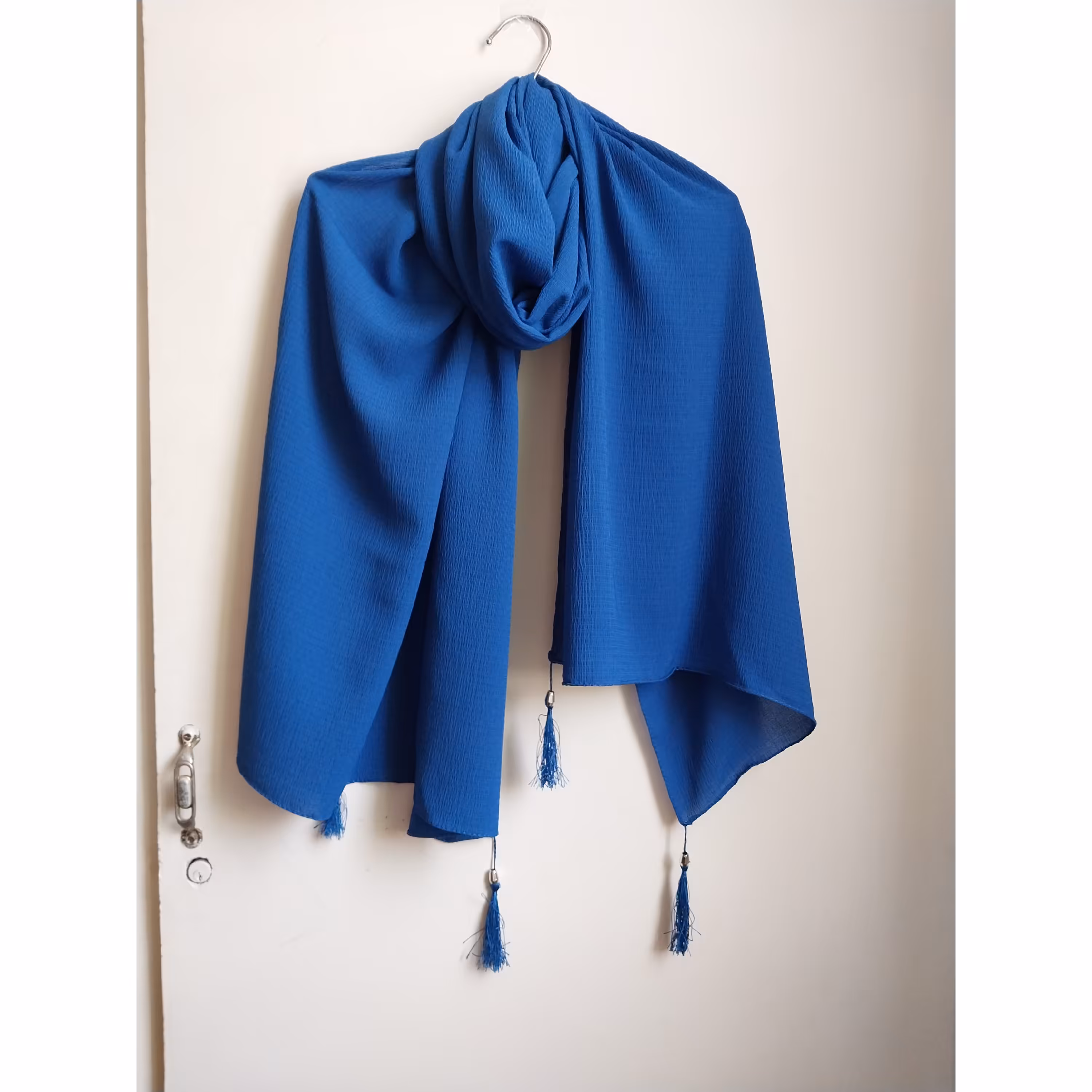 شال مجلسی پفکی ابی منگوله دار