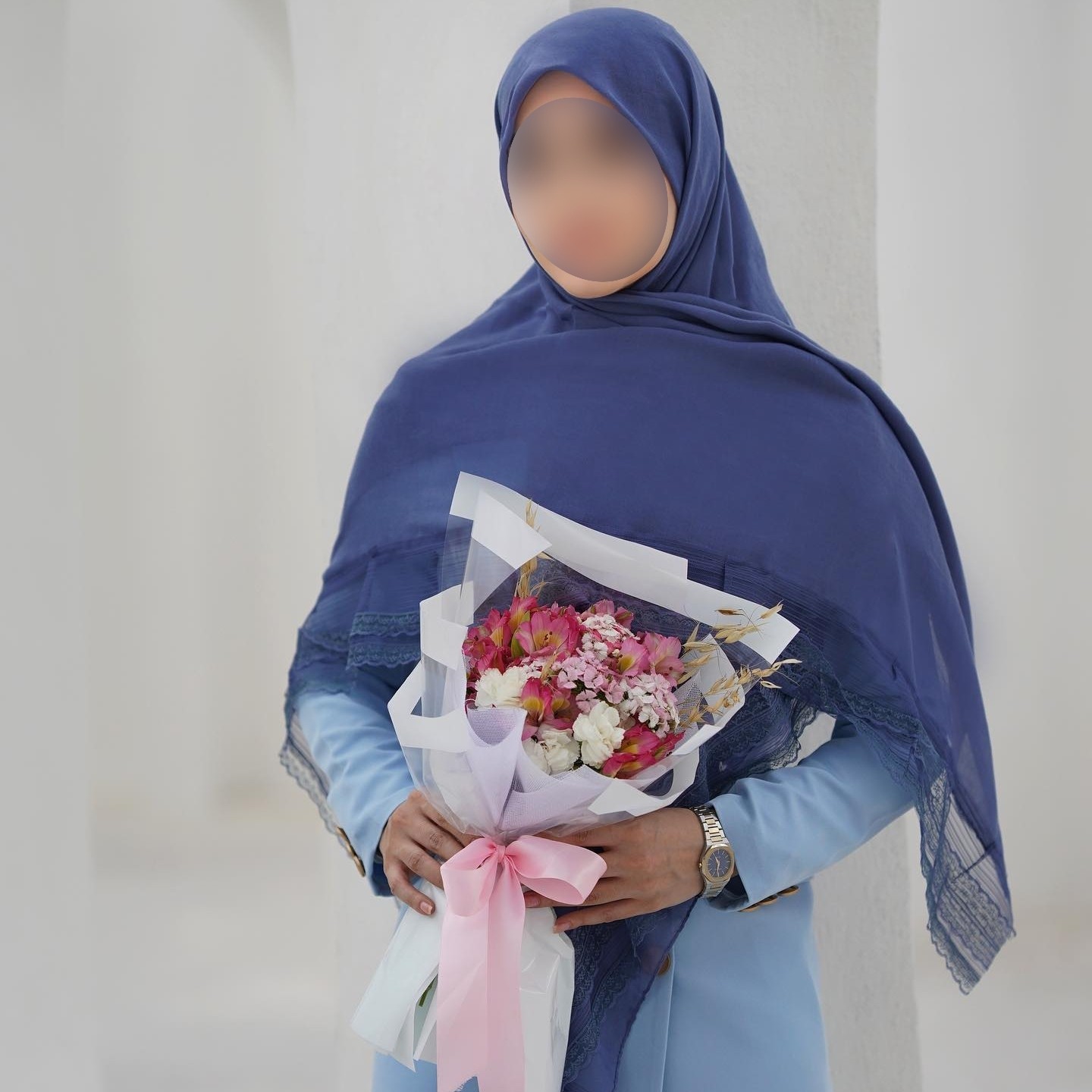 روسری نخ پنبه دور گیپور قواره 140 کد 9-125