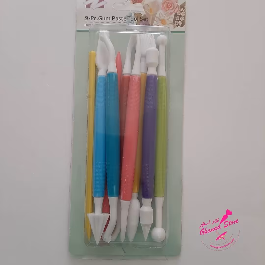 ابزار فوندانت 9تکه جعبه دار مناسب برای گلسازی، مجسمه سازی، دکور کیک