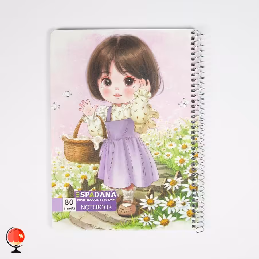 دفتر مشق 80 برگ سیمی طرح باغچه اسپادانا