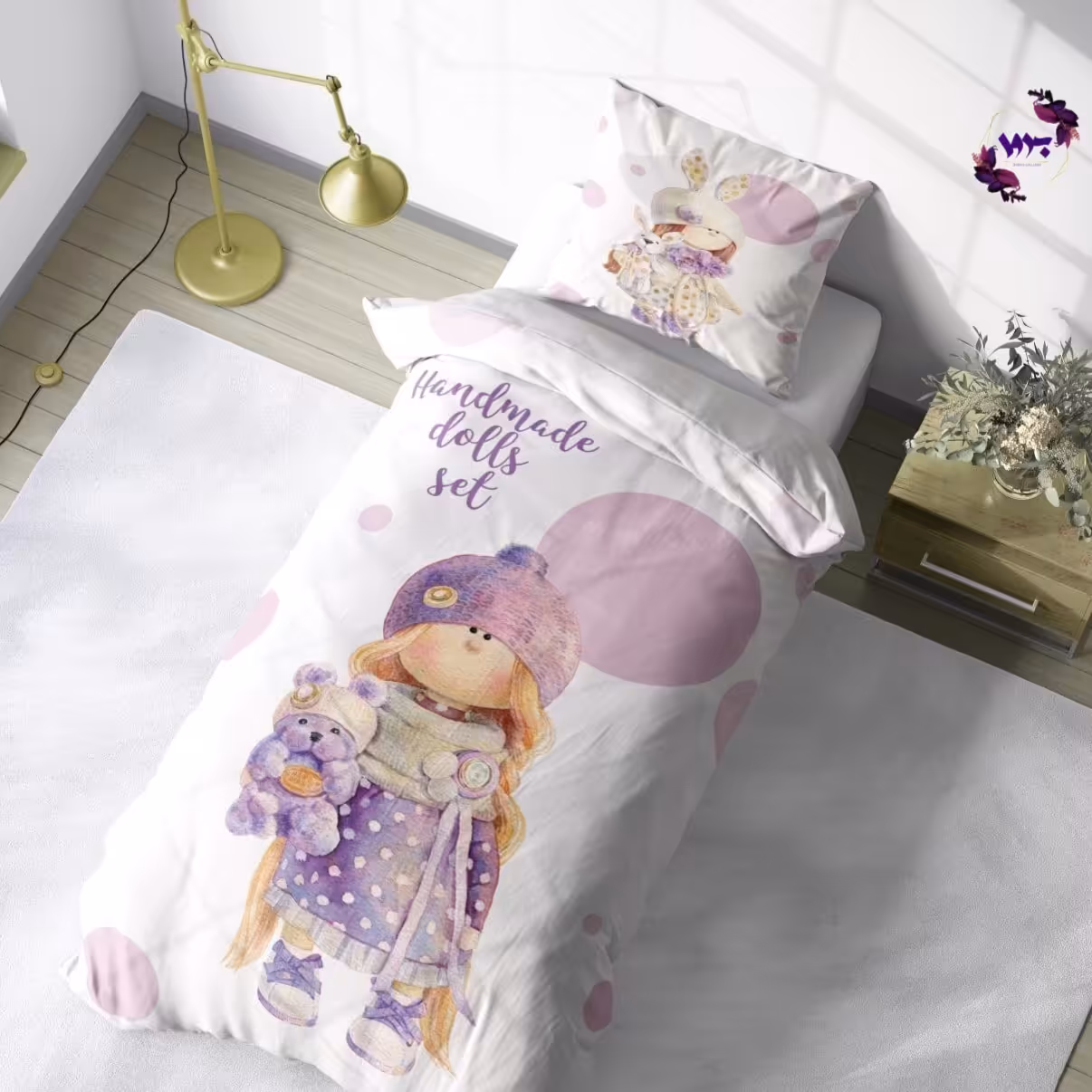 روتختی تکنفره طرح دختر عروسکی برواگالری با جنس نخ پنبه و کیفیت و دوخت درجه یک