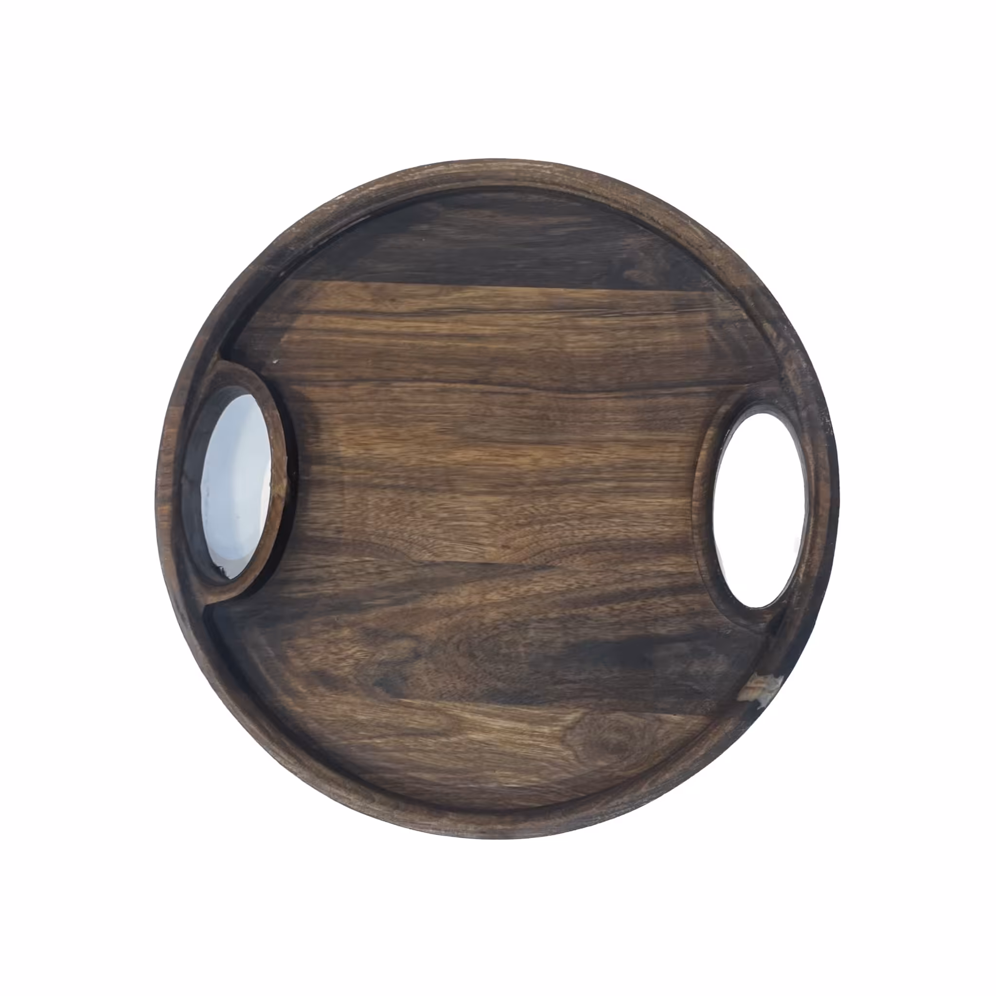 سینی چوبی مدل گرد دسته دار