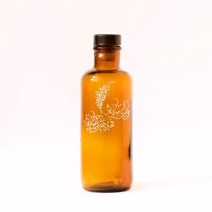 010233-شیشه ویترای قهوه ای متوسط طرح من کنت مولاه فهذا علی مولاه کد101186