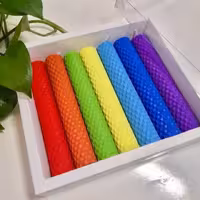 شمع موم عسلی ، شمع بیزوکس ارتفاع 18 و قطر 2/5