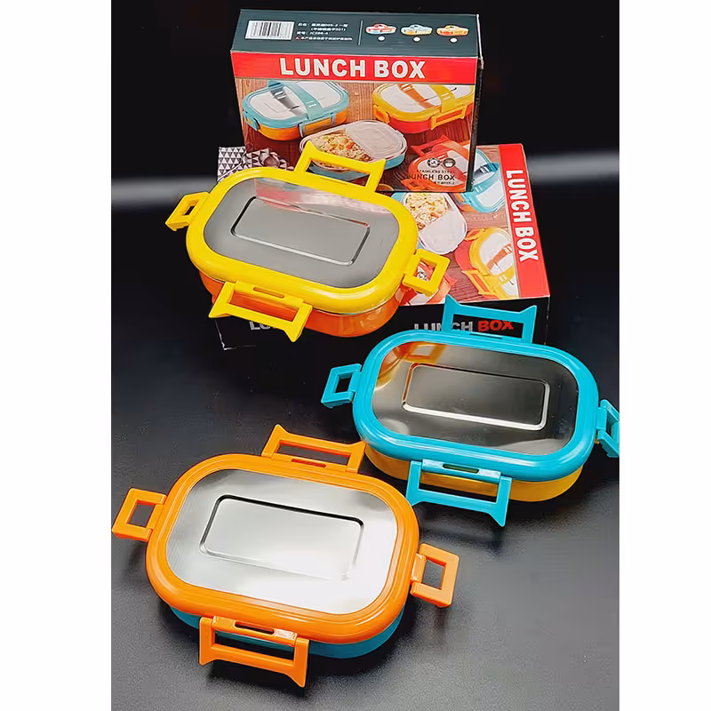 ظرف غذای لانچ باکس استیل رنگی 700 میل