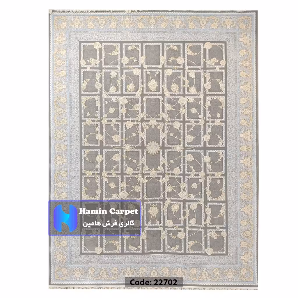 فرش 9 متری 1200 شانه تراکم 3600  نخ اکلریک گل برجسته کد AR22702