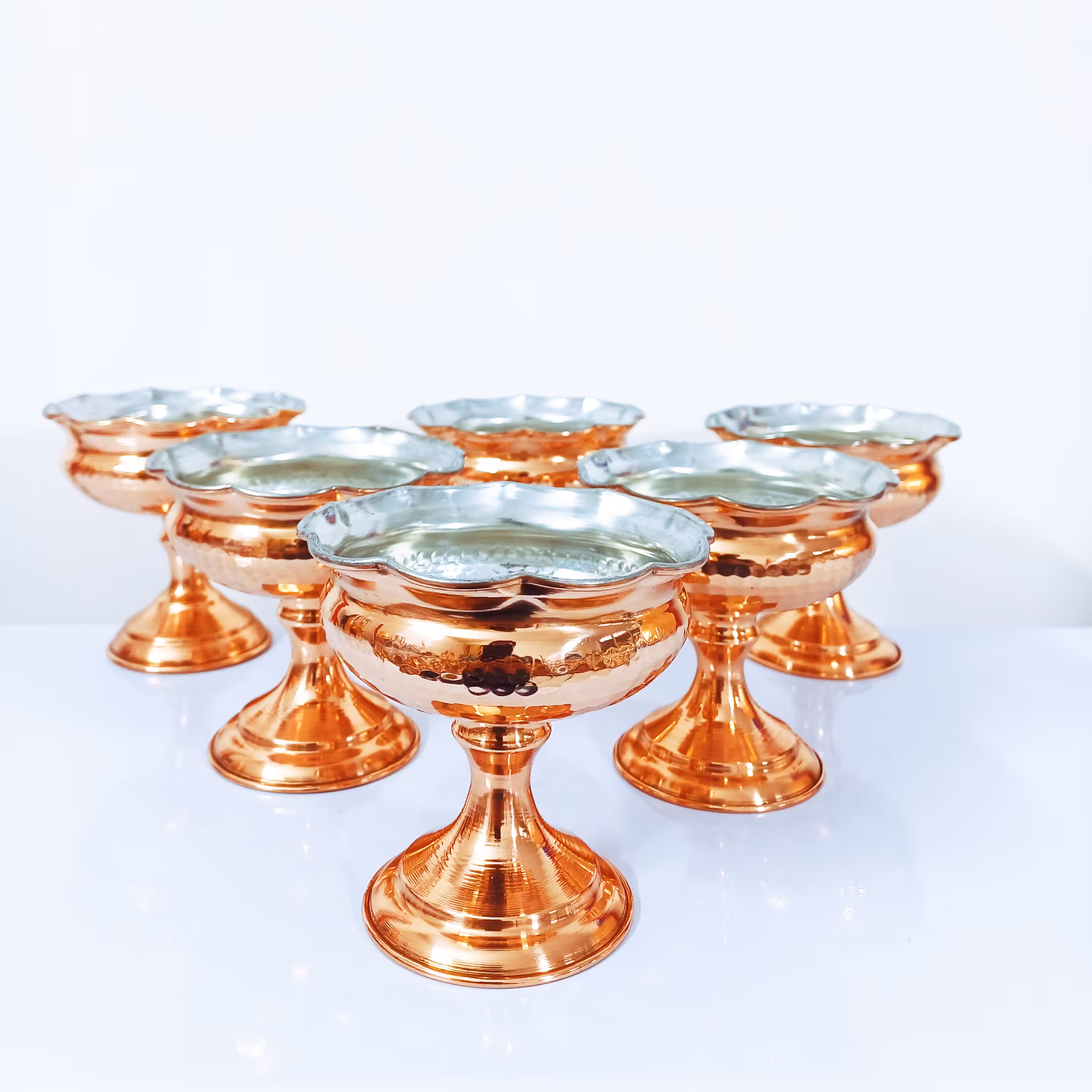  آجیل خوری  و بستنی خوری مسی چین خور  6 عددی  (نانو شده) با کیفیت عالی