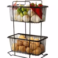 جاسیب زمینی پیاز 2 طبقه فلزی مانیا یک جا سیب زمینی پیازجمع وجور شیک