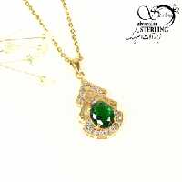گردنبند اشکی نگین طرح زمرد برند طلاروس