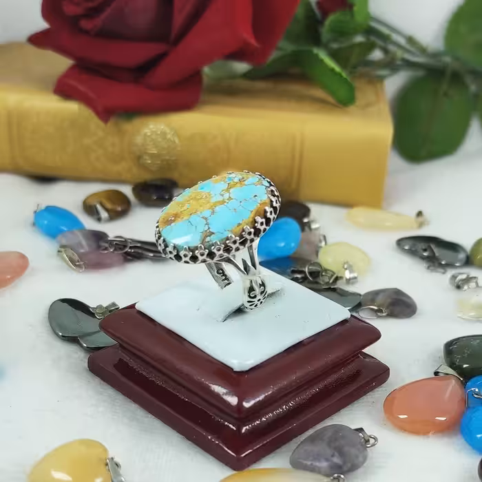 انگشتر نقره مردانه فیروزه نیشابور طبیعی سلین کالا  کد 11439648