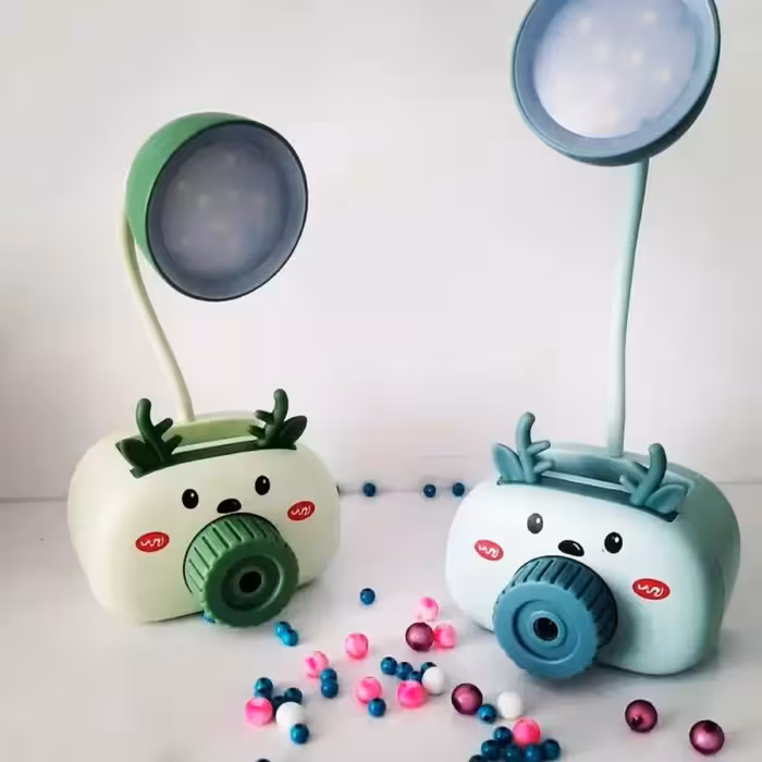 چراغ مطالعه و تراش رومیزی شارژی ال ای دی LED جا قلمی و خودکاری طرح حیوانات