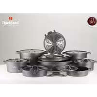 سرویس قابلمه راکلند سری جدید آلمانی درجه یک 21پارچه با تابه مرغ و ماهی(طوسی) پس کرایه