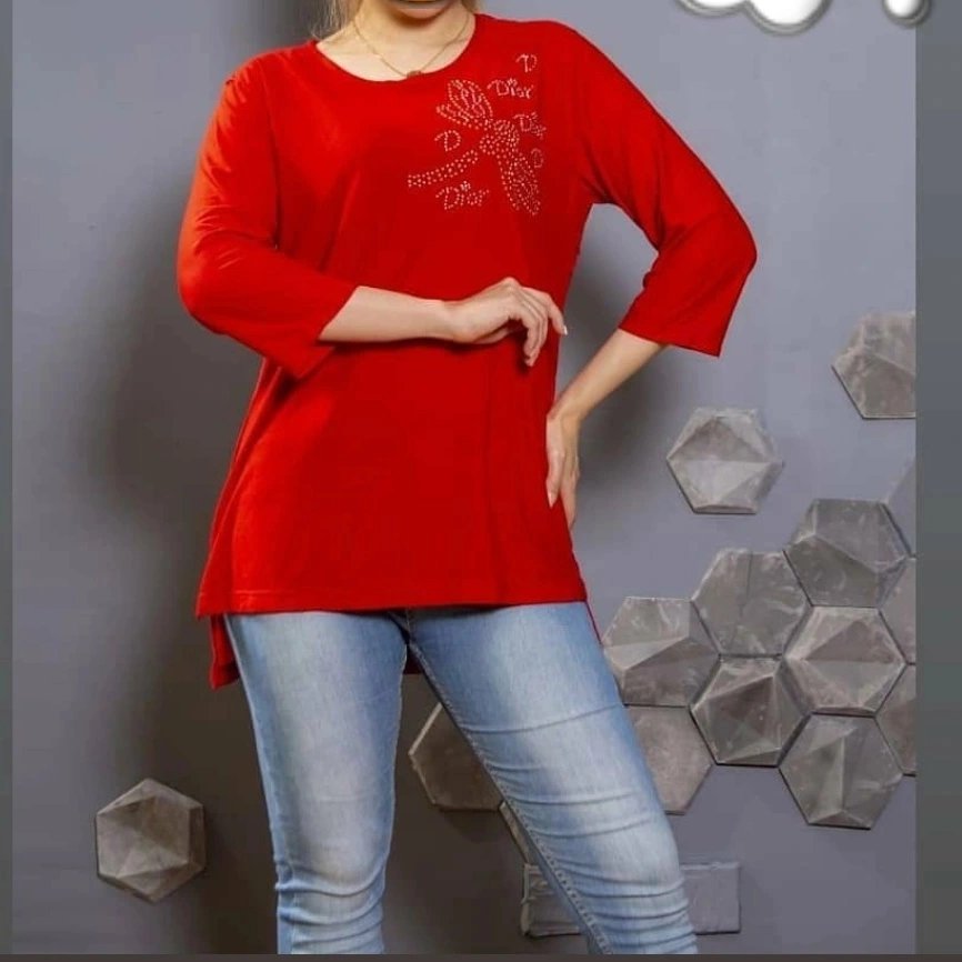 تونیک بلند جنس کرپ چاپ نگین،ارسال پستی رایگان هست رنگبندی جذاب، فری سایز 40تا 46