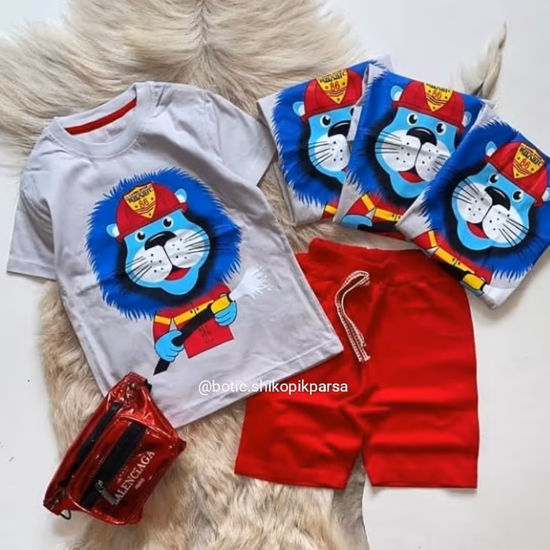 فروش ویژه.تیشرت شلوارک شیر آتش نشان.کیفیت تضمینی.چاپ زول درجه یک