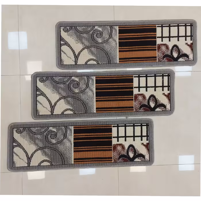 رو پله گلیم (100-30)-رنگ نقره ای-طرح ساوین-در سایزهای مختلف(ارسال پس کرایه)