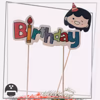 ست دو عددی تاپر کیک طرح تولد پیکسل ساز،جنس چوبی و نقاشی شده،ضدآب