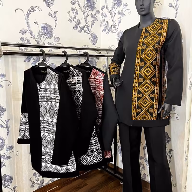 کت شلوار سوپر مازراتی جت بلک رنگ کاملا مشک در سایز بندی با خرجکار سنتی