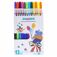 ماژیک رنگ آمیزی 12 رنگ دو سر مدل DUO2425 اسکول فنس SCHOOLFANS