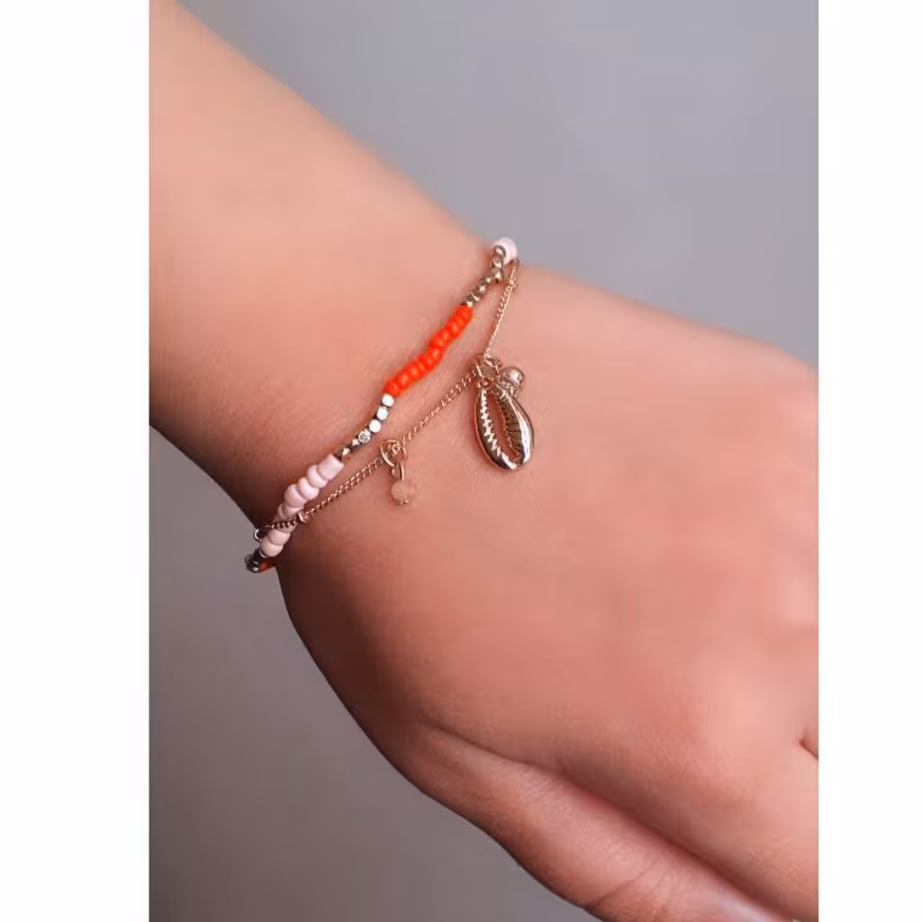 دستبند دو لاین مدل صدفی دستبند دولاین مهره ای دستبند دولاین