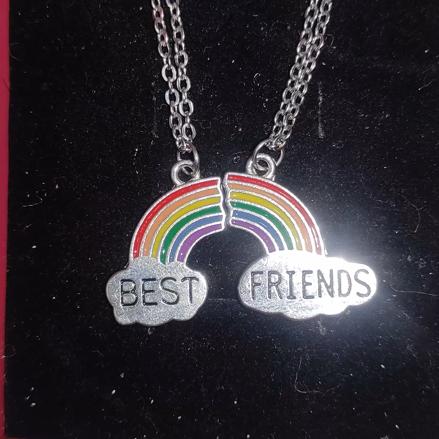 ست گردنبند دوستی رنگین کمان استیل رنگ ثابت مخصوص دوستای صمیمی