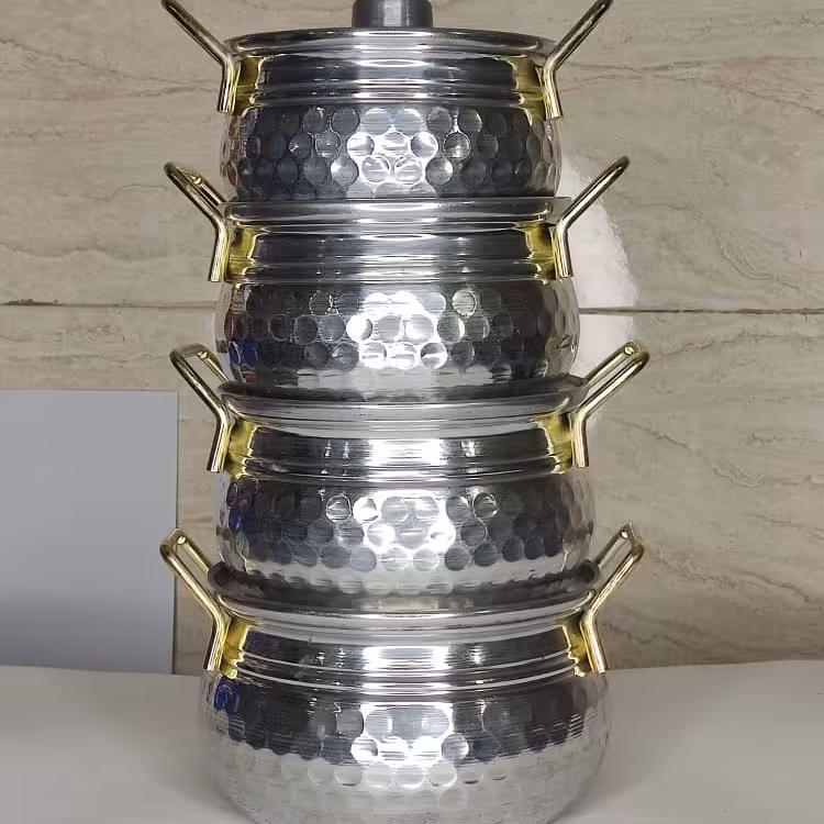 قابلمه رویی هشت پارچه دسته طلایی 