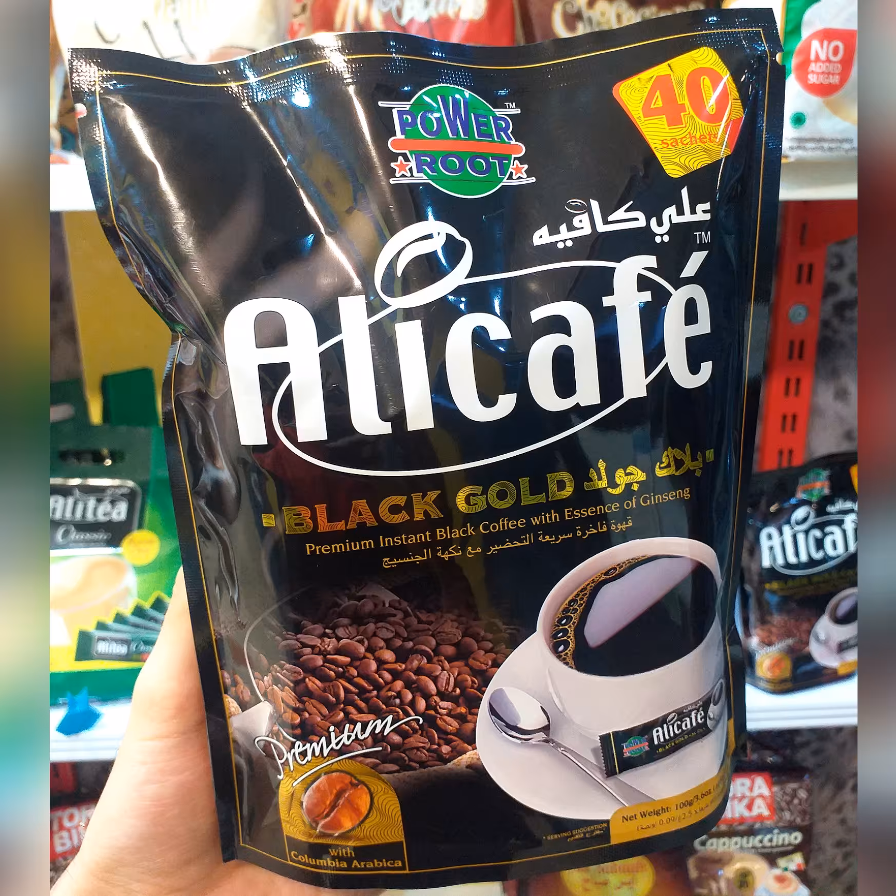 قهوه علی کافه بلک گلد 40 عددی اصل دارای جنسینگ Alicafe 