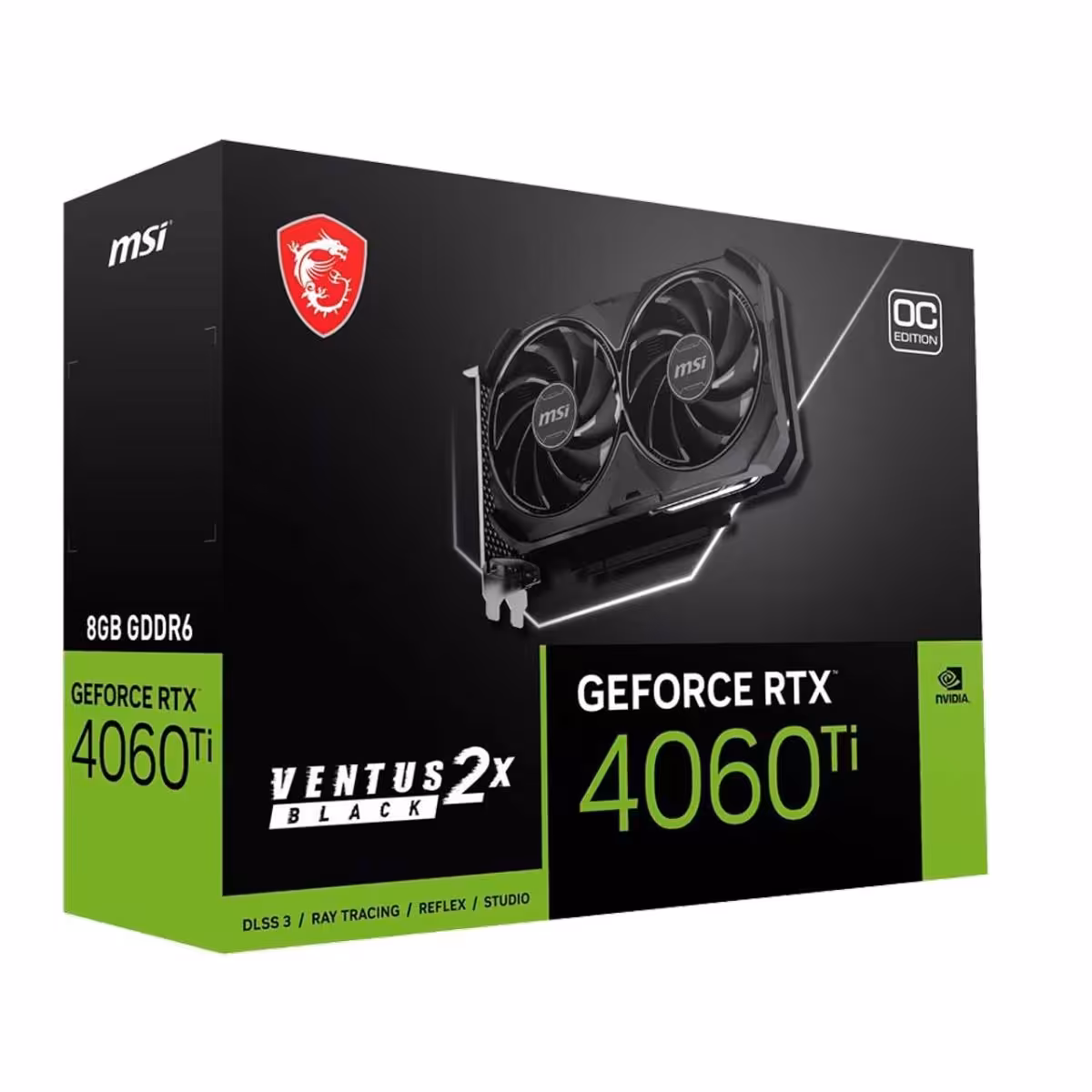 خرید کارت گرافیک MSI GeForce RTX 4060 Ti VENTUS 2X BLACK 8G OC GDDR6 با بهترین قیمت