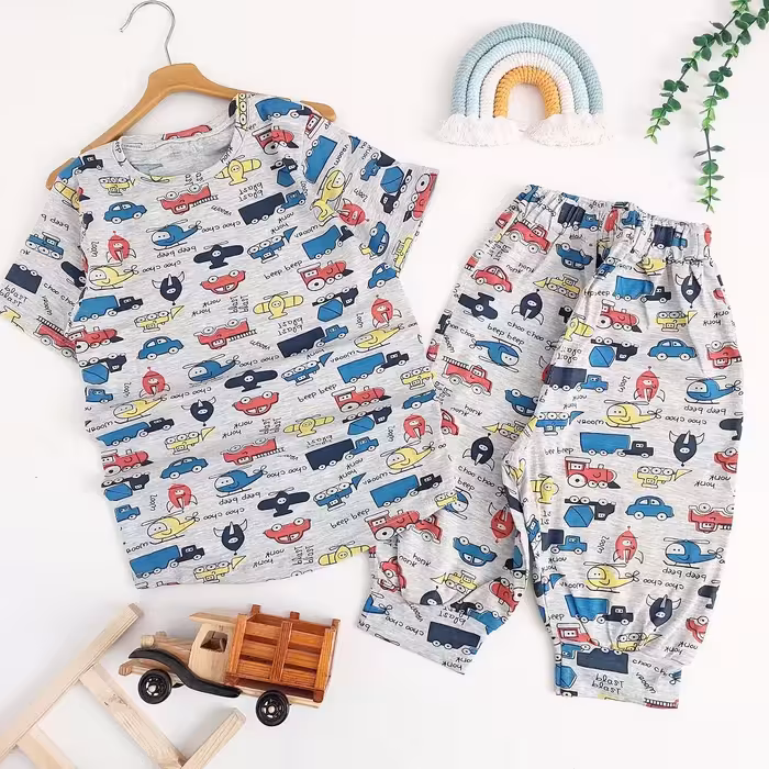 بلوز شلوارک بچگانه اسپرت مناسب 6 تا 12 سال جنس ملانژ لاکرادار 