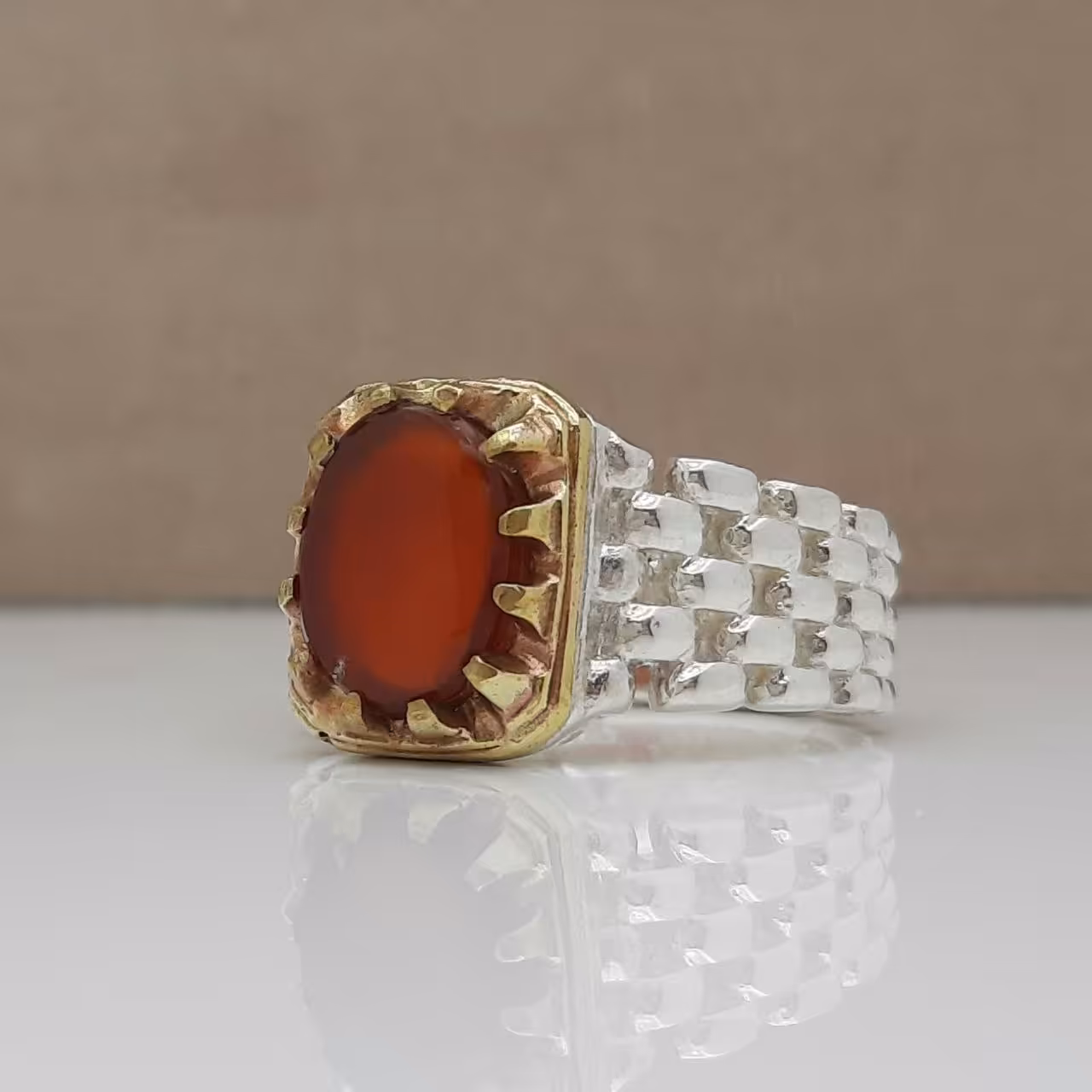 انگشتر نقره مردانه عقیق یمن اصل کد 26