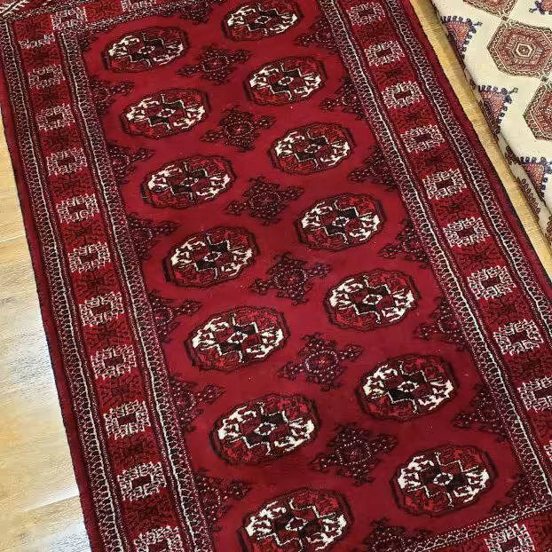 قالیچه 1/5 متری دستبافت ترکمن طرح ماری گل، ارسال رایگان