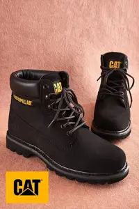 چکمه و بوت مشکی مردانه زنانه های زمستانی زیره ضد لغزش روزانه لاستیکی چرم اصل Caterpillar